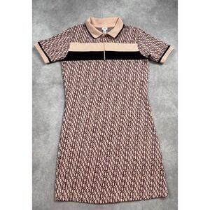 River Island Women's‎ Sz 10 Collared Knit Dress Pink Stripe AOP Feminine Preppy